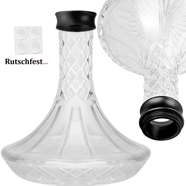 Camo Shisha Pro Ersatzglas mit Gewinde Clear | Shisha Bowl Glas Schwarz
