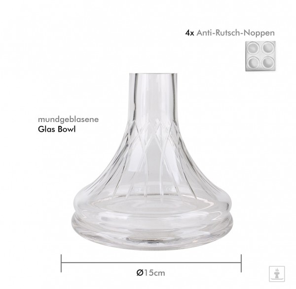 Camo Shisha Nerd Ersatzglas ohne Gewinde Clear | Shisha Bowl Glas
